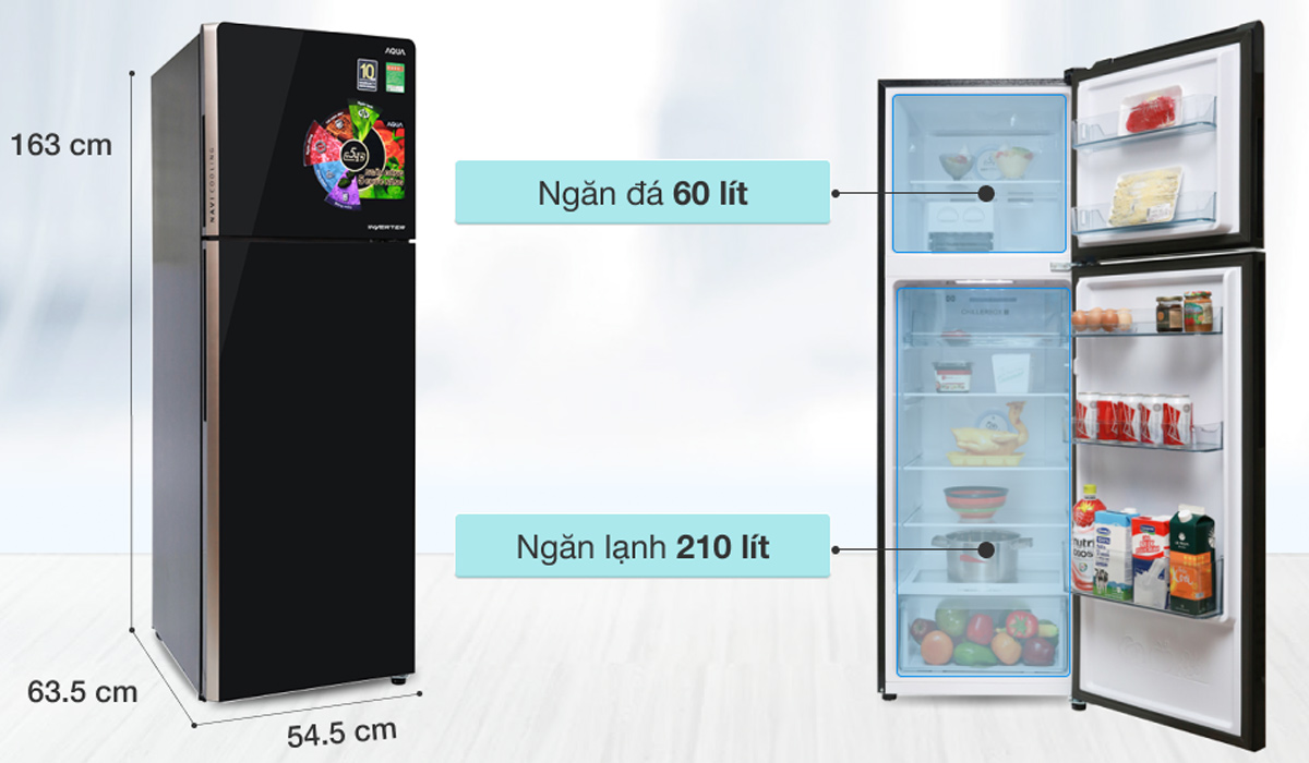 Tủ lạnh Aqua AQR-IP270FG(BK) là một trong các mẫu tủ lạnh có thiết kế cửa ngăn kéo tiện lợi